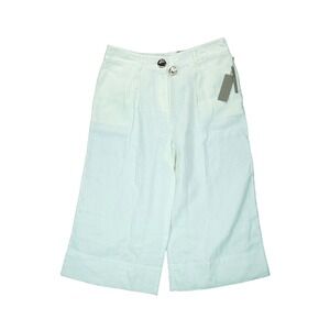 NWT SOFT SURROUNDINGS‎ Cropped Wide Leg Linen White Pants MSRP $100